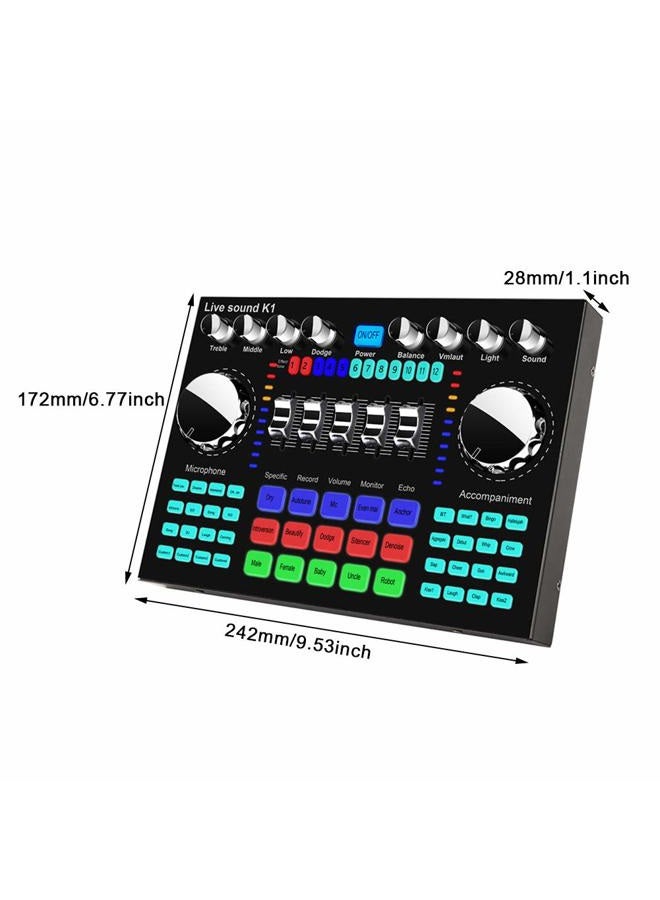 Calidaka Bluetooth Mini Sound Mixer Board Live Sound Card for Live Streaming Voice Changer Sound Card with Sound Effects, Audio Mixer for Music Recording Karaoke Singing Broadcast - Image 2