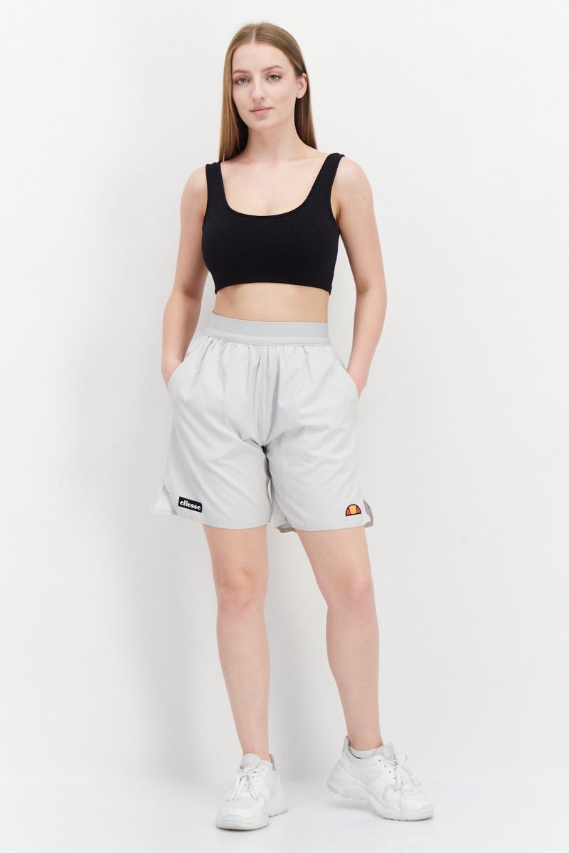 Ellesse Women Plain Basic Shorts, Grey - Image 2