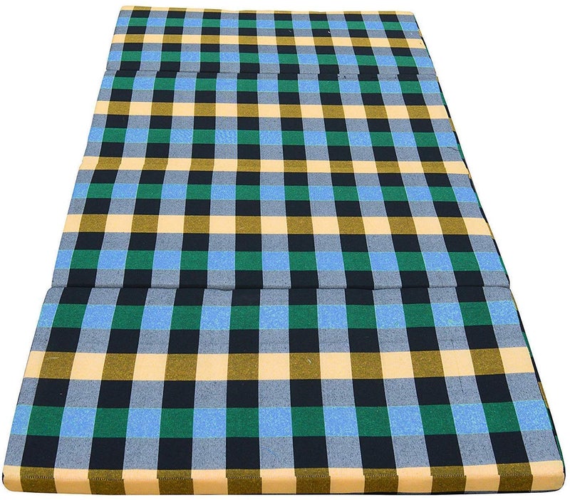 ATOOTFUSION Mattress 4-Fold EPE Foam Mattress with Cotton Cover - Lightweight, Medium Firm, Portable - Ideal for Travel, Picnic, Guest Use - Multicolor (72X35X2 Inches, Single Bed Mattress) - Image 3