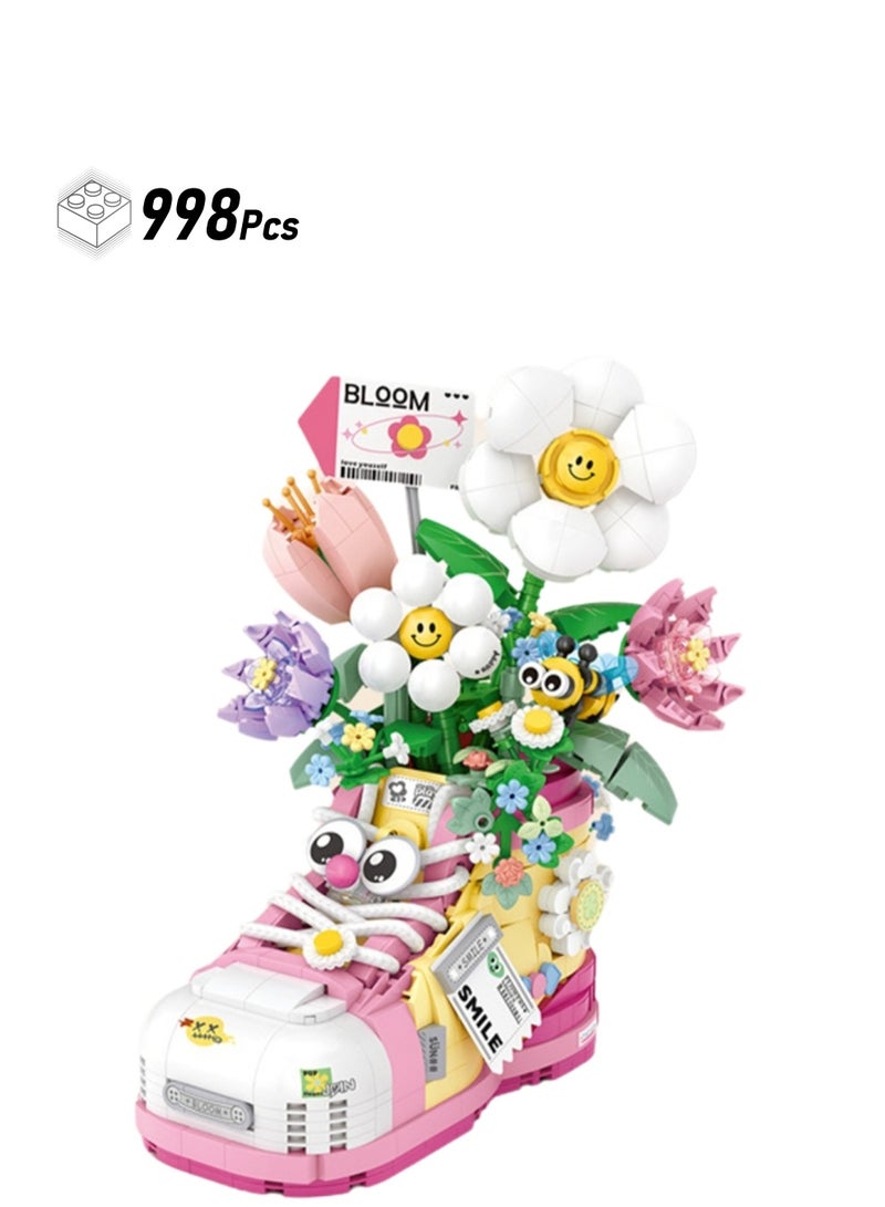 998pcs Flower Sports Shoes Model Set Creative Diy Simulation Collection Building Assembly Toys Children Adult Home Decoration  - Image 1