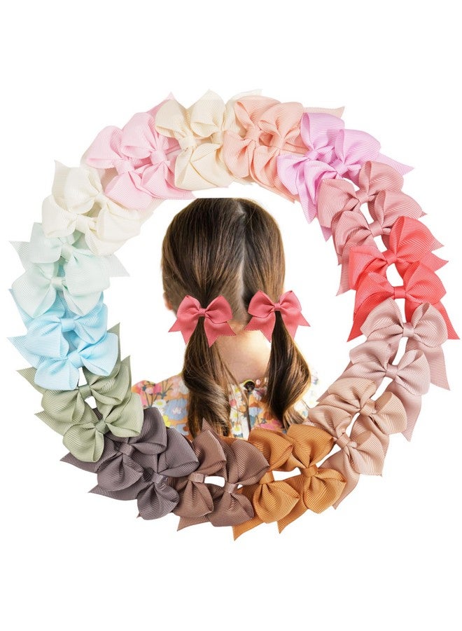 بي بي جيفتس BBGifts 30 قطعة من ربطات شعر الفتيات الصغيرات من شريط Grosgrain ومشابك شعر على شكل تمساح 2.5 بوصة للأطفال الصغار مصنوعة يدويًا على شكل ذيل حصان إكسسوارات شعر، 15 لونًا في أزواج - Image 1