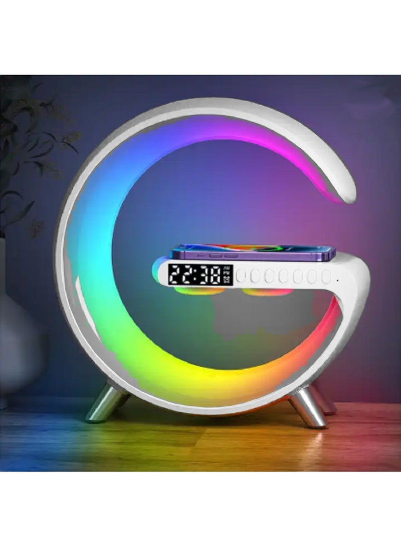 White Wireless Fast Charger LED Night Light Stand Digital G Alarm Clock (BT-3401) - Image 1