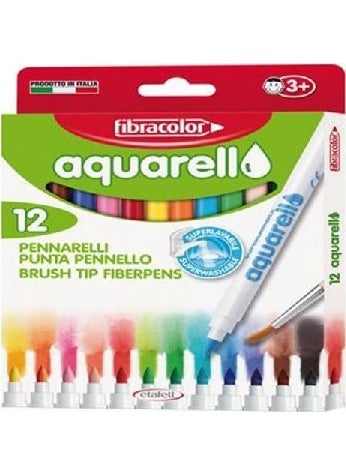 Fibracolor Aquarell Water Soluble Felt Tip Pen 12 Colors 