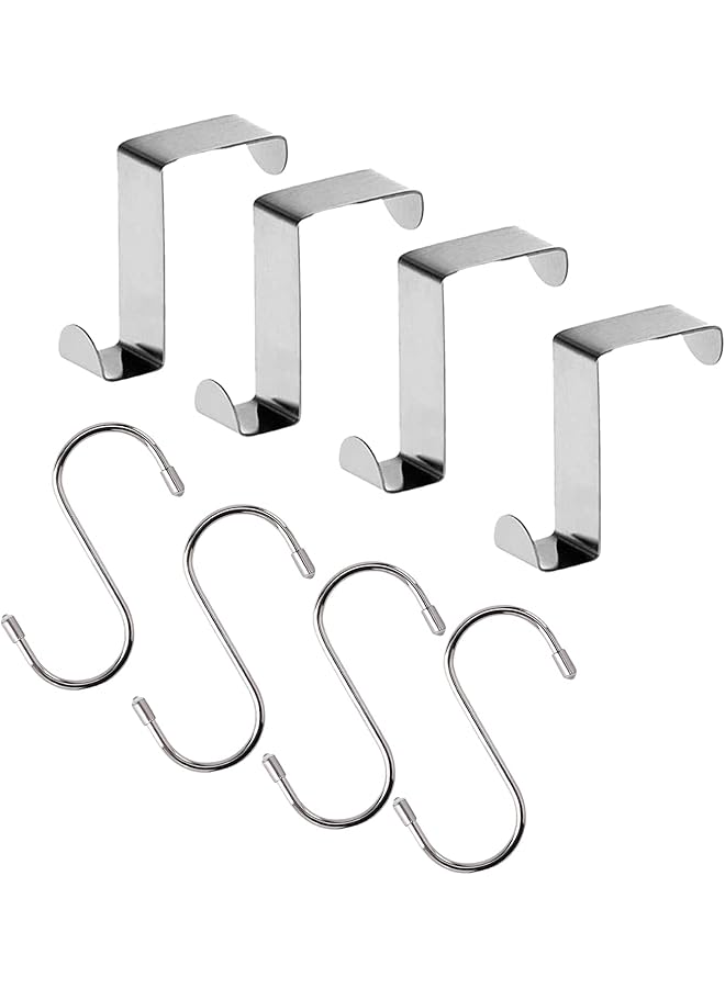 promass Door Hooks, 8 PCS Over the Door Hangers Hooks Heavy Duty Organizer Hooks for Living Room, Bathroom, Bedroom, Kitchen Hanging Clothes, Towels, Hats, Coats, Bags (4 Z Type Hook+4 S Type Hook) - Image 1