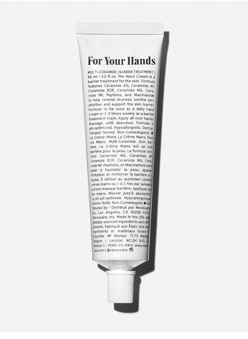Necessaire - Nécessaire - The Hand Cream for Women & Men with 5 Ceramides & Peptides, Fragrance-Free Hand Lotion, Fast-Absorbing, Non-Greasy. - 2.2 fl oz. - Image 1
