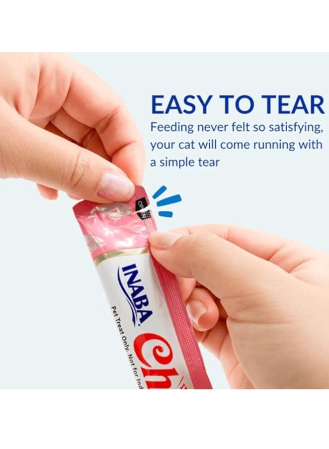 INABA Cat Wet Treat For Adult Cats With Variety tuna flavors, consisting of 20 pieces: 4x tuna, 4x tuna with chicken, 4x tuna with Scallop and 4x tuna with cheese.  Weighing 14 grams - Image 3