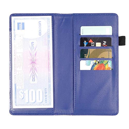 menesia Checkbook Cover for Men & Women RFID Leather Check Book Holder Wallet(Blue Starry) - Image 2