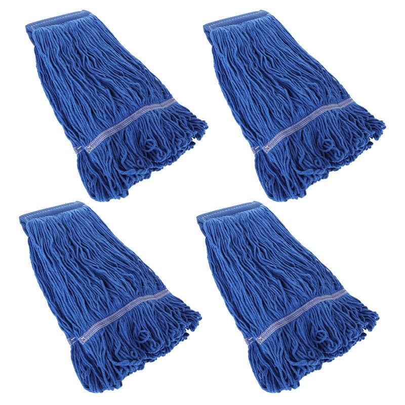 ZOEYES 4Pcs Commercial String Mop Head  Loop-End Mop Head Replacement  Heavy Duty Mop Head Refills  6 Inch Headband  Cotton Looped End Wet Cleaning Mop Refill For Home  Industrial And Commercial Use (Blue) - Image 1