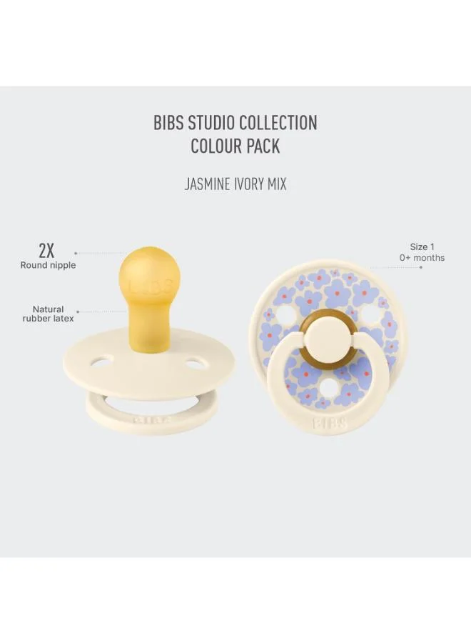 BIBS Pack of 2 Studio Colour Jasmine Latex Size 1 Ivory Mix