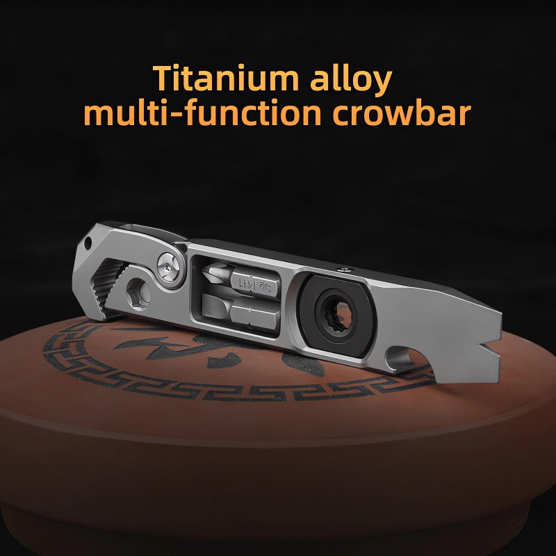 ResafeLy Titanium Pry Bar,Multi-tool,EDC Tool,Versatile Pry Tool,Bottle Opener,Wrench,Ratche screwdriver,Nail puller,Crowbar in One,Compact Versatile Pocket Pry Bar for Everyday Carry - Image 3