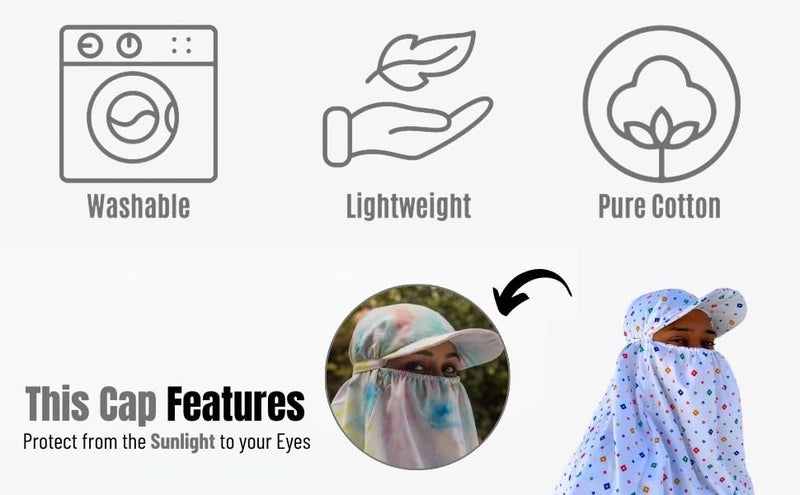 KmCho Sun Protection Scarf for Women Lightweight Breathable Face Cover Versatile Summer Outdoor Travel Cycling Beach Hiking - White Bandhani - Image 3