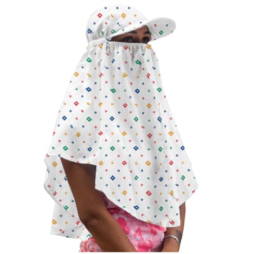 KmCho Sun Protection Scarf for Women Lightweight Breathable Face Cover Versatile Summer Outdoor Travel Cycling Beach Hiking - White Bandhani - Image 1