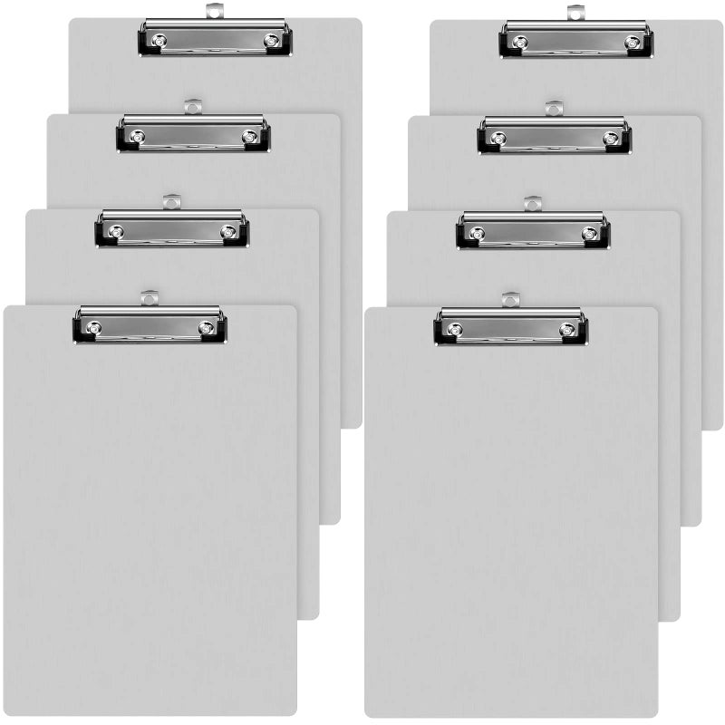 Epakh 8 Pieces Clipboard Bulks Metal Clipboard Aluminum Office Low Profile Clip Standard A4 Letter Size Metal Clip Board Size 125 x 9 Inch