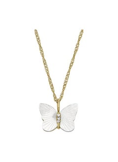 FOSSIL Necklace for Women Radiant Wings White Mother of Pearl Butterfly Chain Necklace, Length: 406mm+60mm, Width: 13.2mm, Height: 11mm, JF04424710  - Image 1