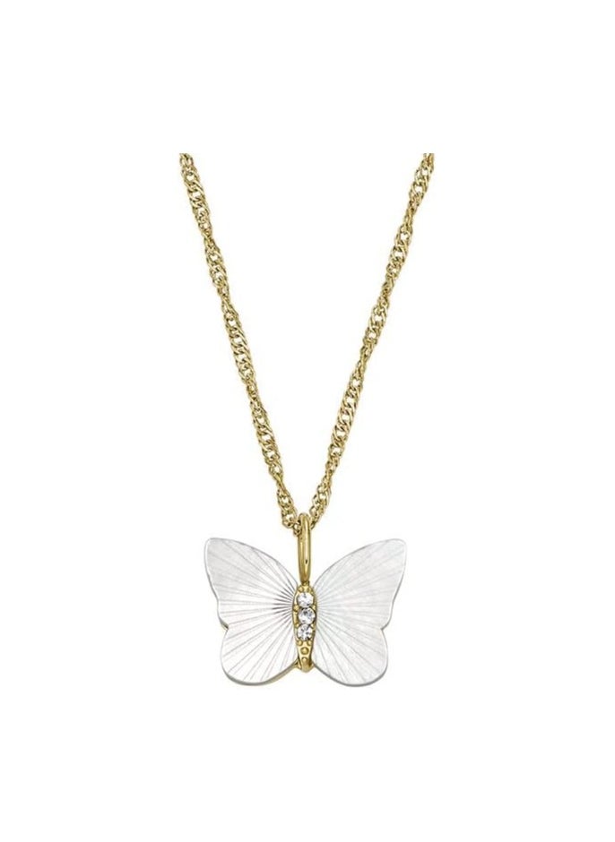FOSSIL Necklace for Women Radiant Wings White Mother of Pearl Butterfly Chain Necklace, Length: 406mm+60mm, Width: 13.2mm, Height: 11mm, JF04424710  - Image 1