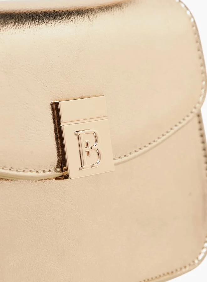 Flora Bella By Shoexpress Women's Metallic Crossbody Bag with Magnetic Closure and Chain Strap
