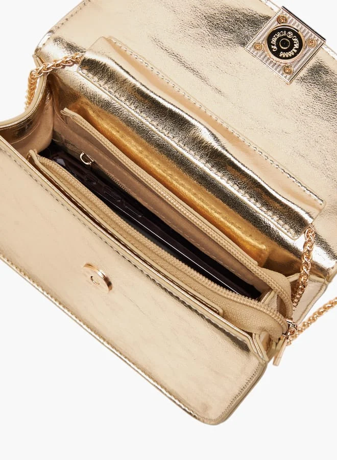 Flora Bella By Shoexpress Women's Metallic Crossbody Bag with Magnetic Closure and Chain Strap