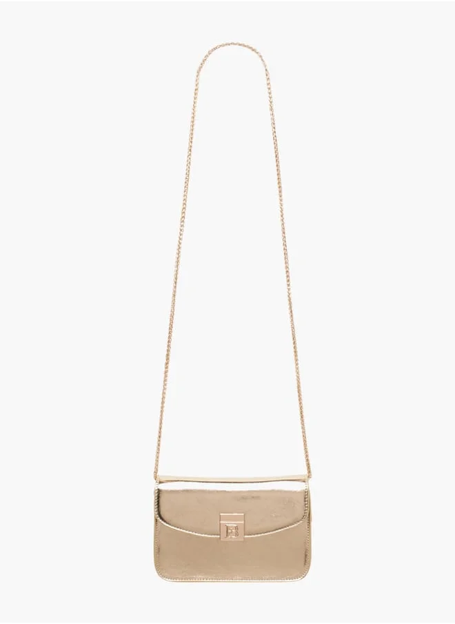 Flora Bella By Shoexpress Women's Metallic Crossbody Bag with Magnetic Closure and Chain Strap