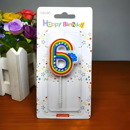 Juzfun Birthday Candles for Kids Number 6 Candles Unicorn Cake Topper Decoration Sixth Year Wedding Anniversary Size - Height 5 CM x Width 3 CM - Image 4
