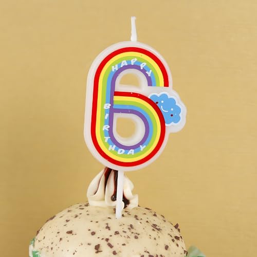 Juzfun Birthday Candles for Kids Number 6 Candles Unicorn Cake Topper Decoration Sixth Year Wedding Anniversary Size - Height 5 CM x Width 3 CM - Image 3