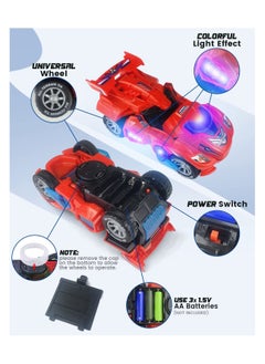 Transforming Dinosaur Car Toys, Sound and LED Transforming Dinosaur Car, 2 in 1 Automatic Dinosaur Transform Car Toy, Dinosaur Transformer Toy for 3 to 7 Year Old Kids