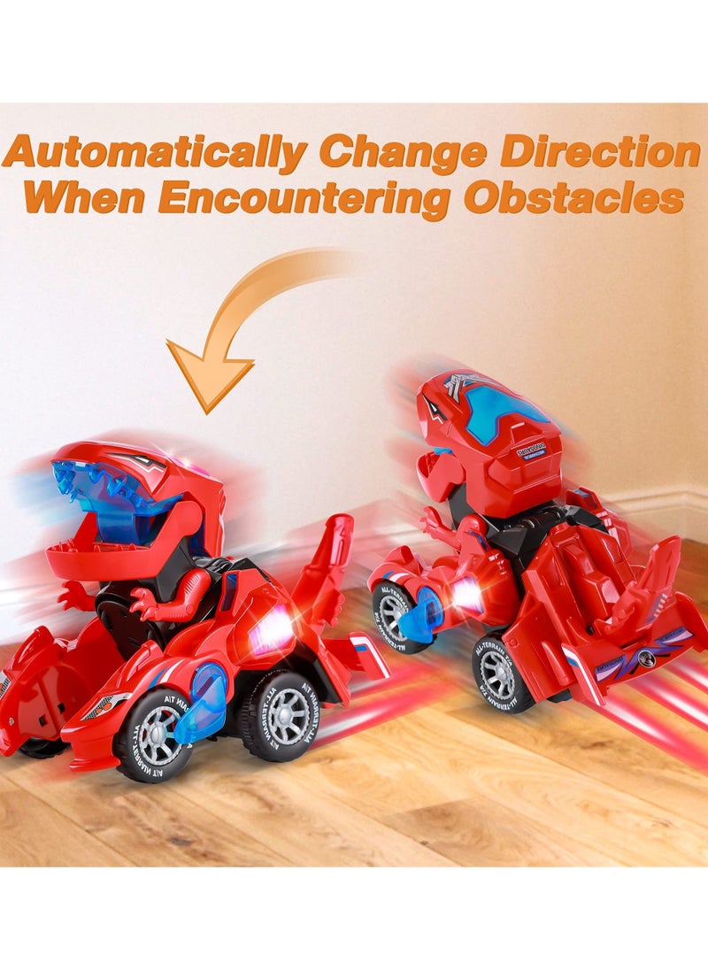 Generic - Transforming Dinosaur Car Toys, Sound and LED Transforming Dinosaur Car, 2 in 1 Automatic Dinosaur Transform Car Toy, Dinosaur Transformer Toy for 3 to 7 Year Old Kids - Image 1