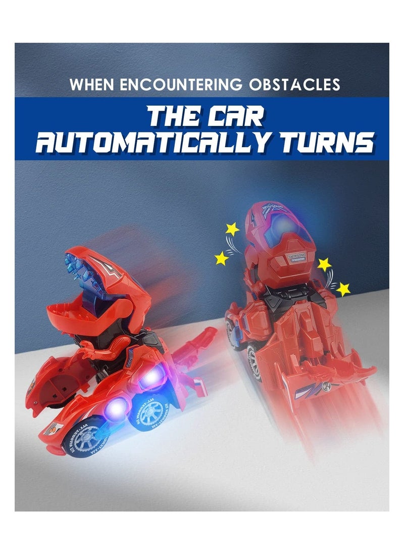 Generic - Transforming Dinosaur Car Toys, Sound and LED Transforming Dinosaur Car, 2 in 1 Automatic Dinosaur Transform Car Toy, Dinosaur Transformer Toy for 3 to 7 Year Old Kids - Image 1