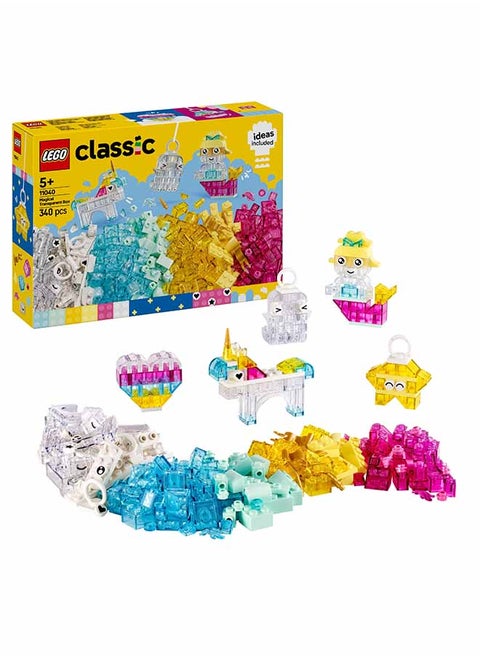 Classic Magical Transparent Box - Colorful Building Bricks & Keyring Clips Set - Create Tiny Toy Unicorns, Dragons, Penguins & More Figures - Kids' Arts & Crafts Kit for 5+ Year Old Girls - 11040 (340 pieces)