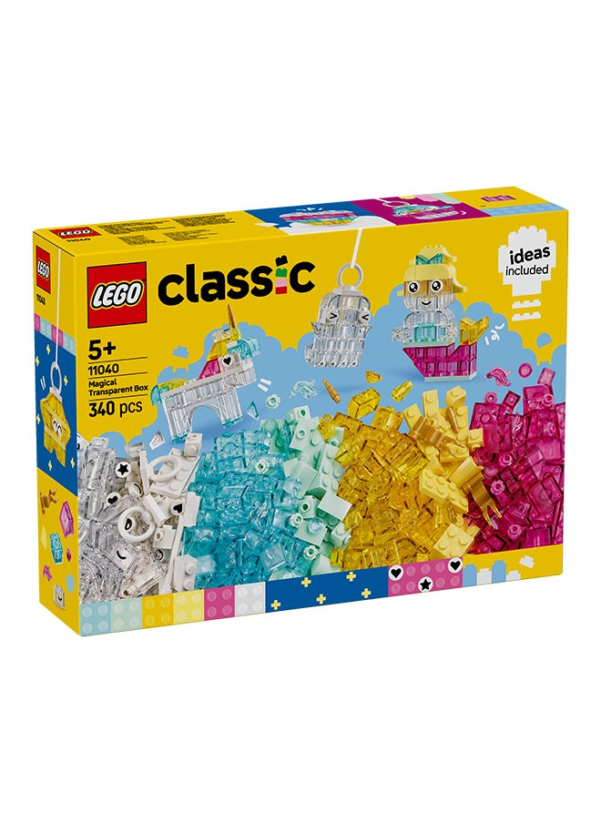 LEGO - Classic Magical Transparent Box - Colorful Building Bricks & Keyring Clips Set - Create Tiny Toy Unicorns, Dragons, Penguins & More Figures - Kids' Arts & Crafts Kit for 5+ Year Old Girls - 11040 (340 pieces) - Image 1