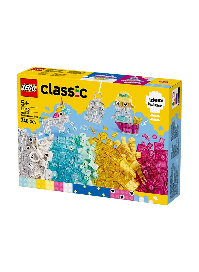 LEGO - Classic Magical Transparent Box - Colorful Building Bricks & Keyring Clips Set - Create Tiny Toy Unicorns, Dragons, Penguins & More Figures - Kids' Arts & Crafts Kit for 5+ Year Old Girls - 11040 (340 pieces) - Image 1