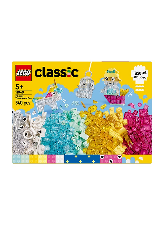 LEGO - Classic Magical Transparent Box - Colorful Building Bricks & Keyring Clips Set - Create Tiny Toy Unicorns, Dragons, Penguins & More Figures - Kids' Arts & Crafts Kit for 5+ Year Old Girls - 11040 (340 pieces) - Image 1