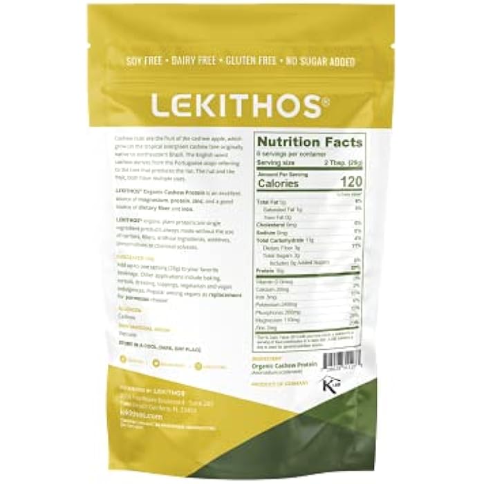 Lekithos Organic Cashew Protein Cashew Powder - 6 oz - 10g Protein - Certified USDA Organic, Non-GMO Project Verified, No Added Sugars - Certified Vegan, Gluten Free - Image 2