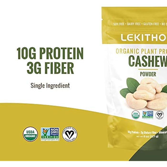 Lekithos Organic Cashew Protein Cashew Powder - 6 oz - 10g Protein - Certified USDA Organic, Non-GMO Project Verified, No Added Sugars - Certified Vegan, Gluten Free - Image 5