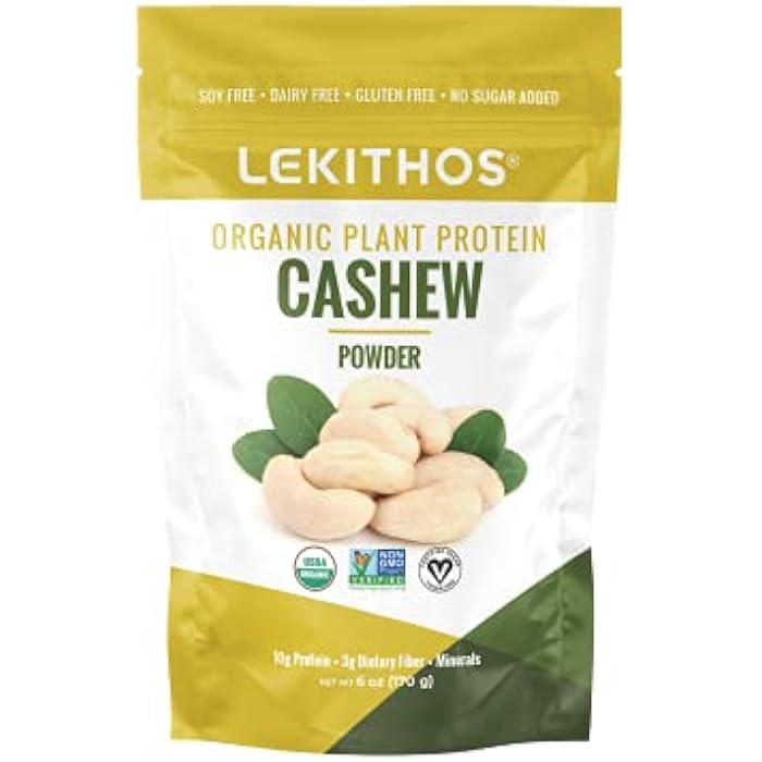 Lekithos Organic Cashew Protein Cashew Powder - 6 oz - 10g Protein - Certified USDA Organic, Non-GMO Project Verified, No Added Sugars - Certified Vegan, Gluten Free - Image 1