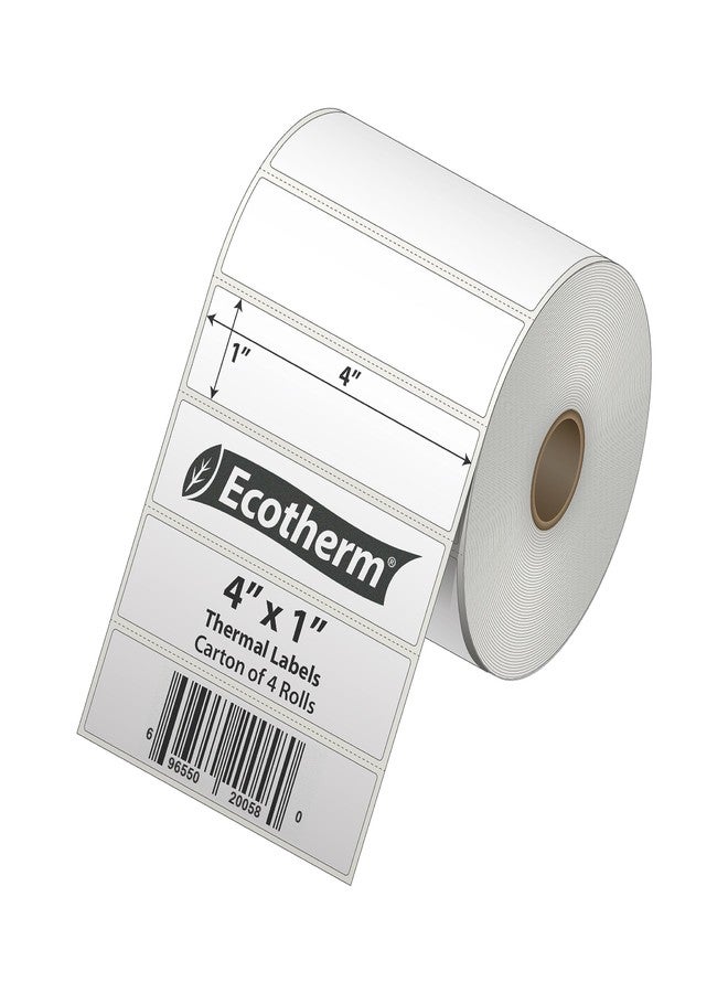 Ecotherm ملصقات حرارية 4 بوصات × 1 بوصة | 4 لفات | 5360 ملصقًا | متوافقة مع طابعات الملصقات الحرارية من زيبرا، مونبين، رولو، جودكس، أركسكان، آي دي بي آر تي، أوفنوفا وغيرها | ملصقات لاصقة بيضاء فارغة من إيكوثيرم - Image 2