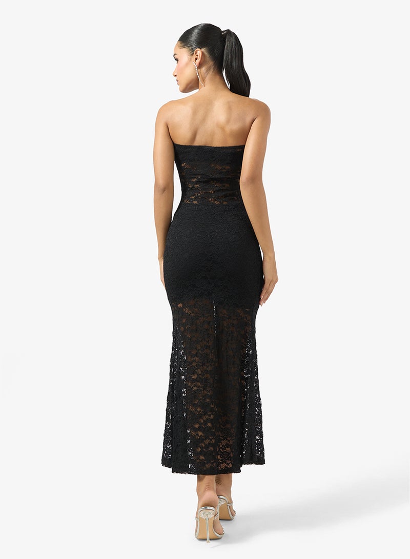 Ginger Bandeau Sheer Lace Dress - Image 2