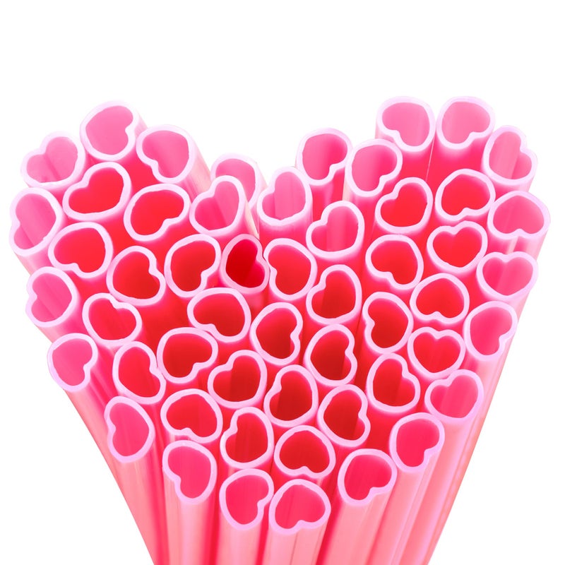 Prurex 50pcs Heart Shaped Pink Straws 8mm Individually Wrapped Disposable Drinking Straws for Galentines BrunchesCocktail Birthday Parties Pastel Weddings  Bridal Shower Decorations