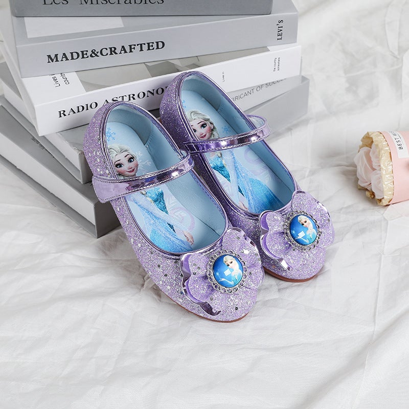 Girls' Shoes For , Elsa Frozen Princess Crystal Soft-Soled Single Shoes, Elsa Children'S Leather Shoes, Kids' Shoes - Image 1