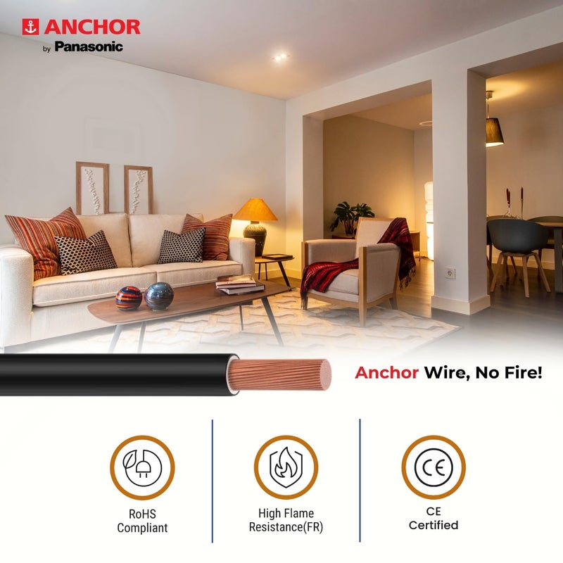 Anchor أنكور من باناسونيك 15 مم COPAPro FR سلك كهربائي 90 متر مقاوم للحريق بنواة مفردة معزول بـ PVC سلك نحاسي نقي مقاوم للقوارض ومضاد للنمل مرن للتوصيلات RED 96139RD - Image 3