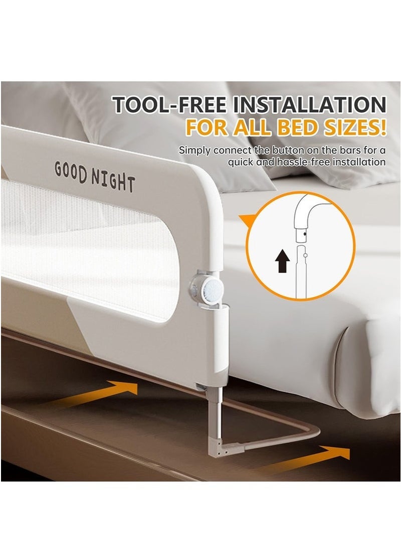 MIXDE - Toddler Bed Rails for Crib, Foldable Bed Rail for Toddlers, Portable Bed Rails Guard Bumper for Kids, Safe Bed Side Rail for Twin, Queen, King, Full Size Beds - Image 1