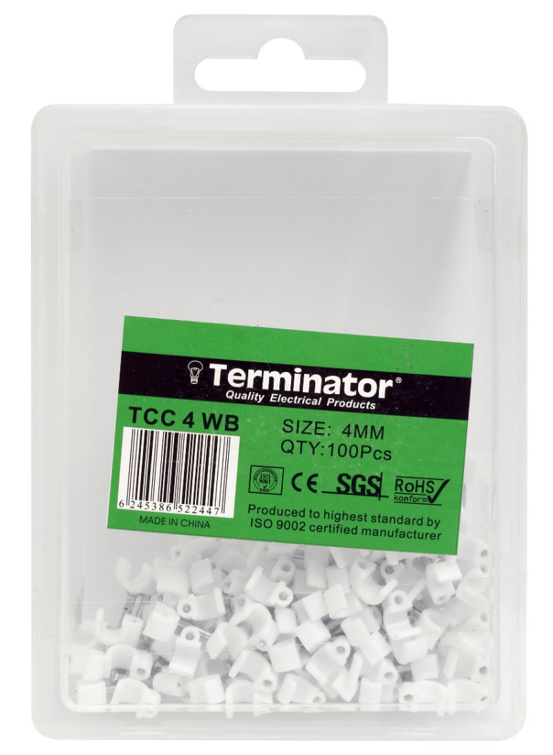 Terminator Elec Cable Clip 4mm 100Pcs/Box TCC 4WB Terminator 