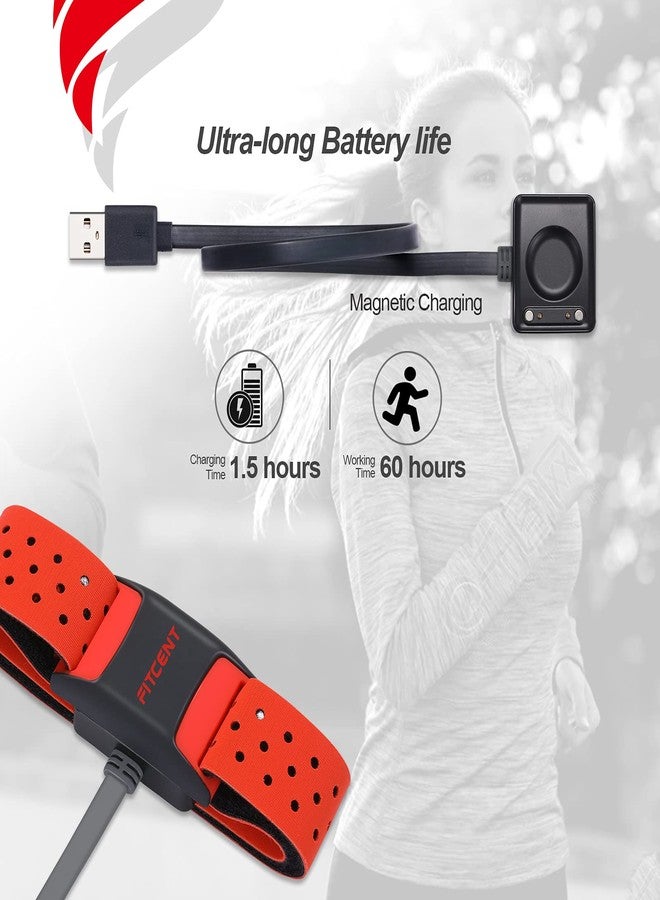 FITCENT Heart Rate Monitor Armband, Bluetooth ANT+ Optical Heart Rate Sensor Arm Band, Rechargeable Fitness Tracker for Peloton Strava Zwift Polar Beat DDP Yoga Wahoo Fitness (Red) - Image 5