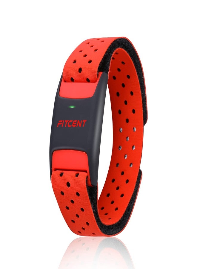 FITCENT Heart Rate Monitor Armband, Bluetooth ANT+ Optical Heart Rate Sensor Arm Band, Rechargeable Fitness Tracker for Peloton Strava Zwift Polar Beat DDP Yoga Wahoo Fitness (Red) - Image 1