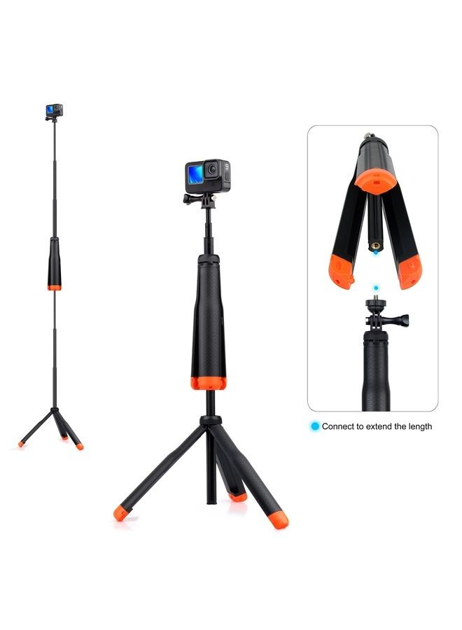 GEPULY Waterproof Selfie Stick Floating Hand Grip Tripod for GoPro Hero 11 10 9 8 7 6 5 4 3 2, Fusion, Max, Most Action Cameras - Used as a Floating Tripod, Hand Grip, Selfie Stick, Tripod Stand 