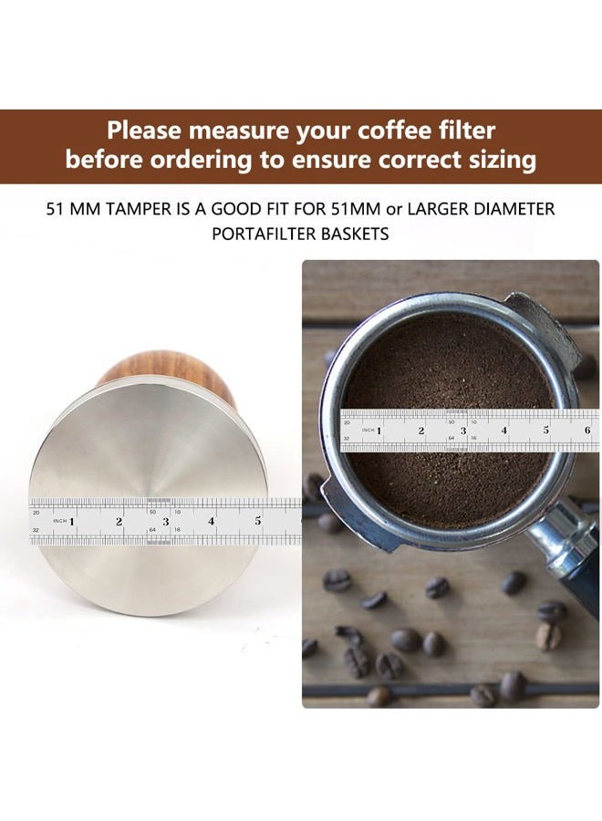 Y-Step 14 PCS Coffee Tamper Set, Espresso Accessories Kit Barista Kit, with Espresso Tamper 51mm, Frothing Pitcher, Tamper Mat, Latte Art Pen, Coffee Stirrer, Sandalwood Tamper for Espresso Machine. - Image 4