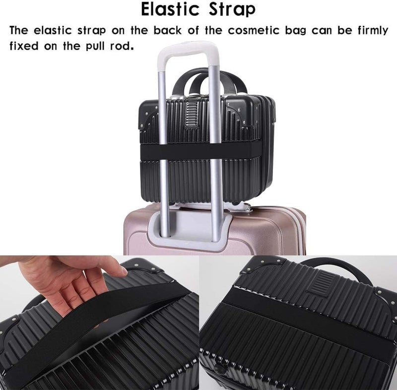 SUNBEET Makeup Case Suitcase, Mini Bag, Mini Hard Shell Travel Luggage, Women Portable Water Proof Carrying Suitcase, Organizer Bag, Small Hard Shell Cosmetic Luggage, Water Proof (B-Black) - Image 4