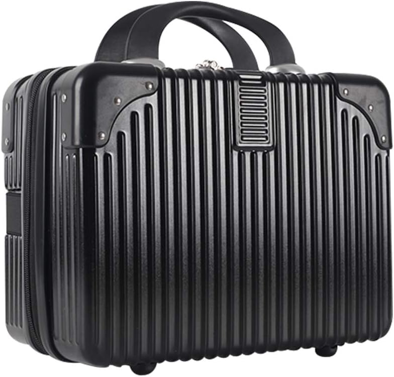SUNBEET Makeup Case Suitcase, Mini Bag, Mini Hard Shell Travel Luggage, Women Portable Water Proof Carrying Suitcase, Organizer Bag, Small Hard Shell Cosmetic Luggage, Water Proof (B-Black) - Image 1
