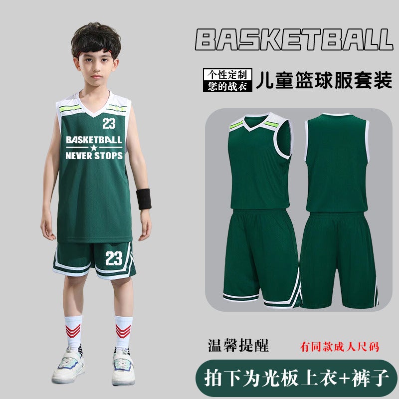 Generic Childrens Basketball Uniform Set Mens Basketball Team Uniform Jersey Basketball Training Camp School Sports Meeting Childrens Basketball Team Uniform Number Printing Green#a7