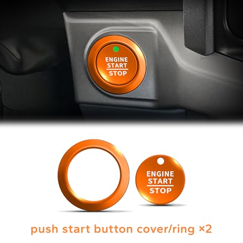 Polodunn for Ford F150 Accessories 2021-2025 2026 & Super Duty F250 F350 F450 2023-2026, 9pcs Aluminum Alloy Knob Cover Trim Set - Push Start, A/C, Volume, Headlight, Trailer & Drive Mode (Orange) - Image 4