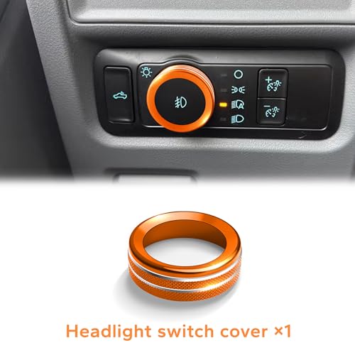 Polodunn for Ford F150 Accessories 2021-2025 2026 & Super Duty F250 F350 F450 2023-2026, 9pcs Aluminum Alloy Knob Cover Trim Set - Push Start, A/C, Volume, Headlight, Trailer & Drive Mode (Orange) - Image 5